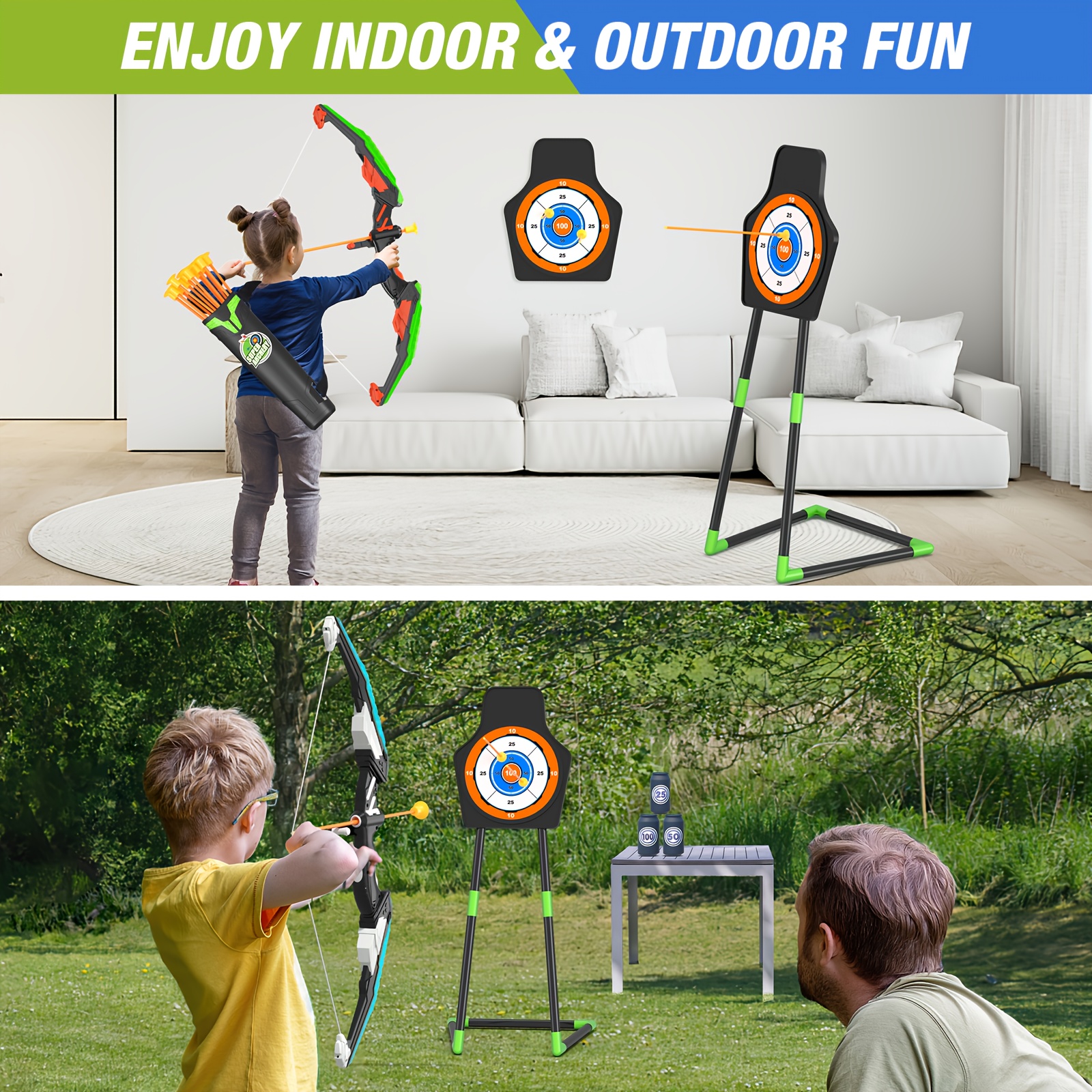 2 pack bow and arrow led luminous archery set indoor outdoor sports gift multiple for boys girls ages 3 12 christmas halloween thanksgiving gifts Product details 6