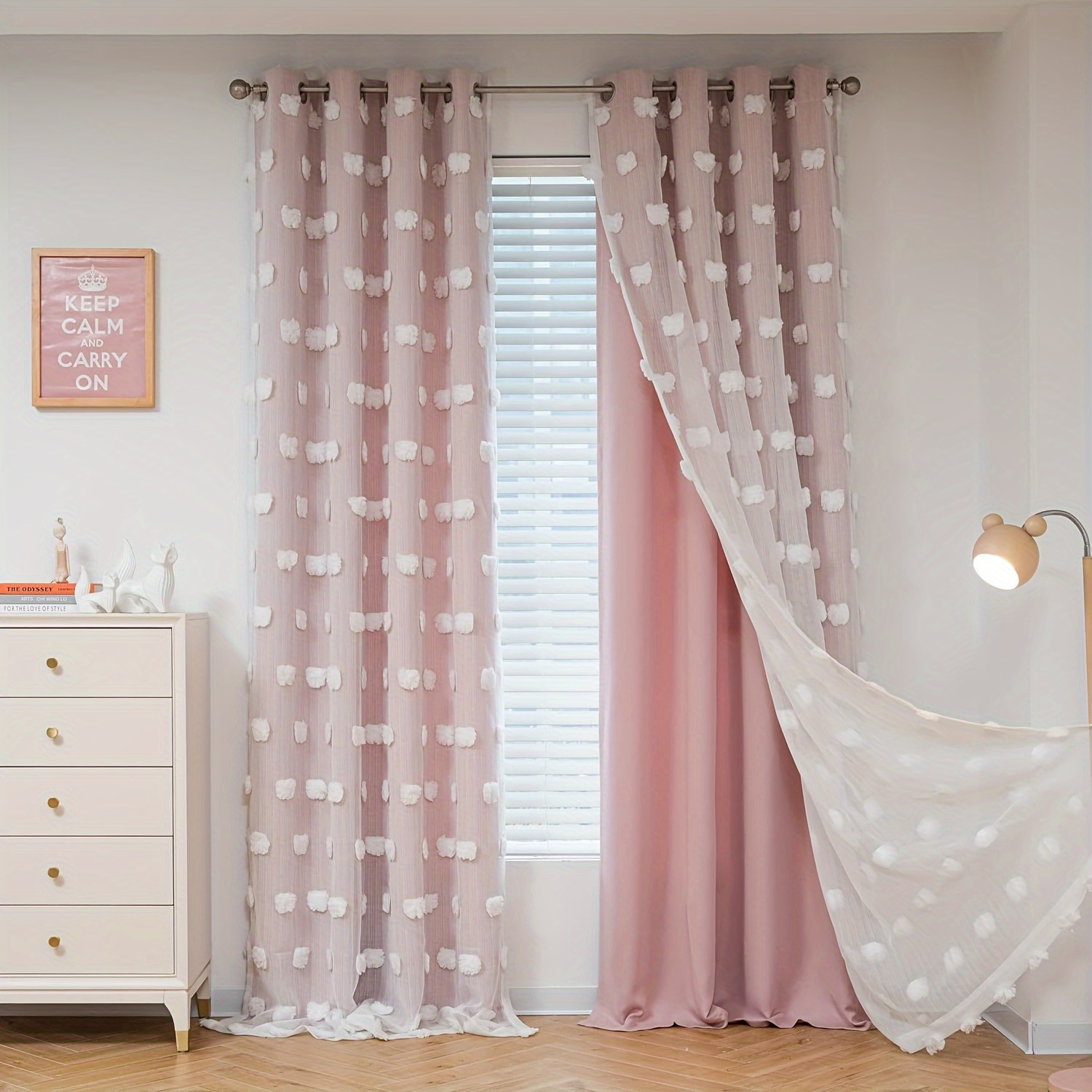 TEMU 1pc Pom Pom Sheer Curtains, Double Window Drapes, Window Treatments For Bedroom , Decoration, Decoration