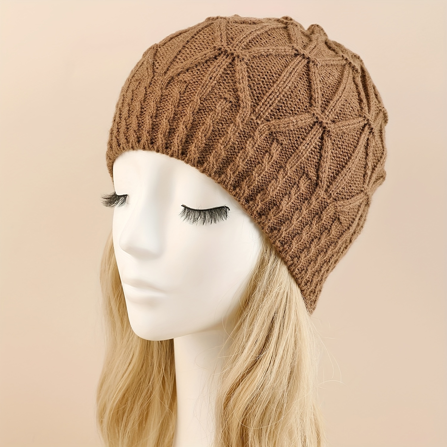 Unisex Single-Layer Cable Beanie, Windproof Ear-Protecting Hat