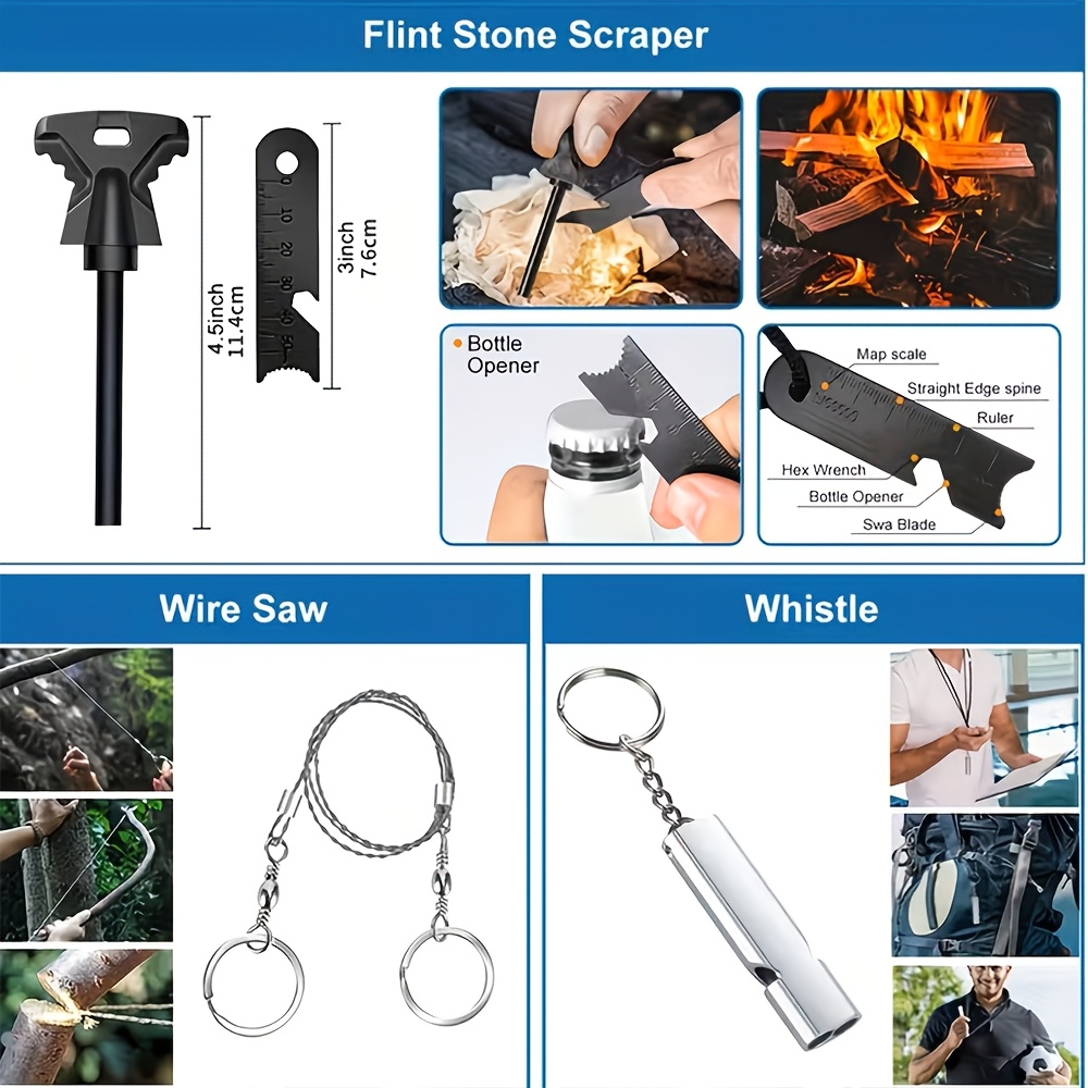 22-in-1 Survival Kit with Compass and Firestarter for Camping and Hiking