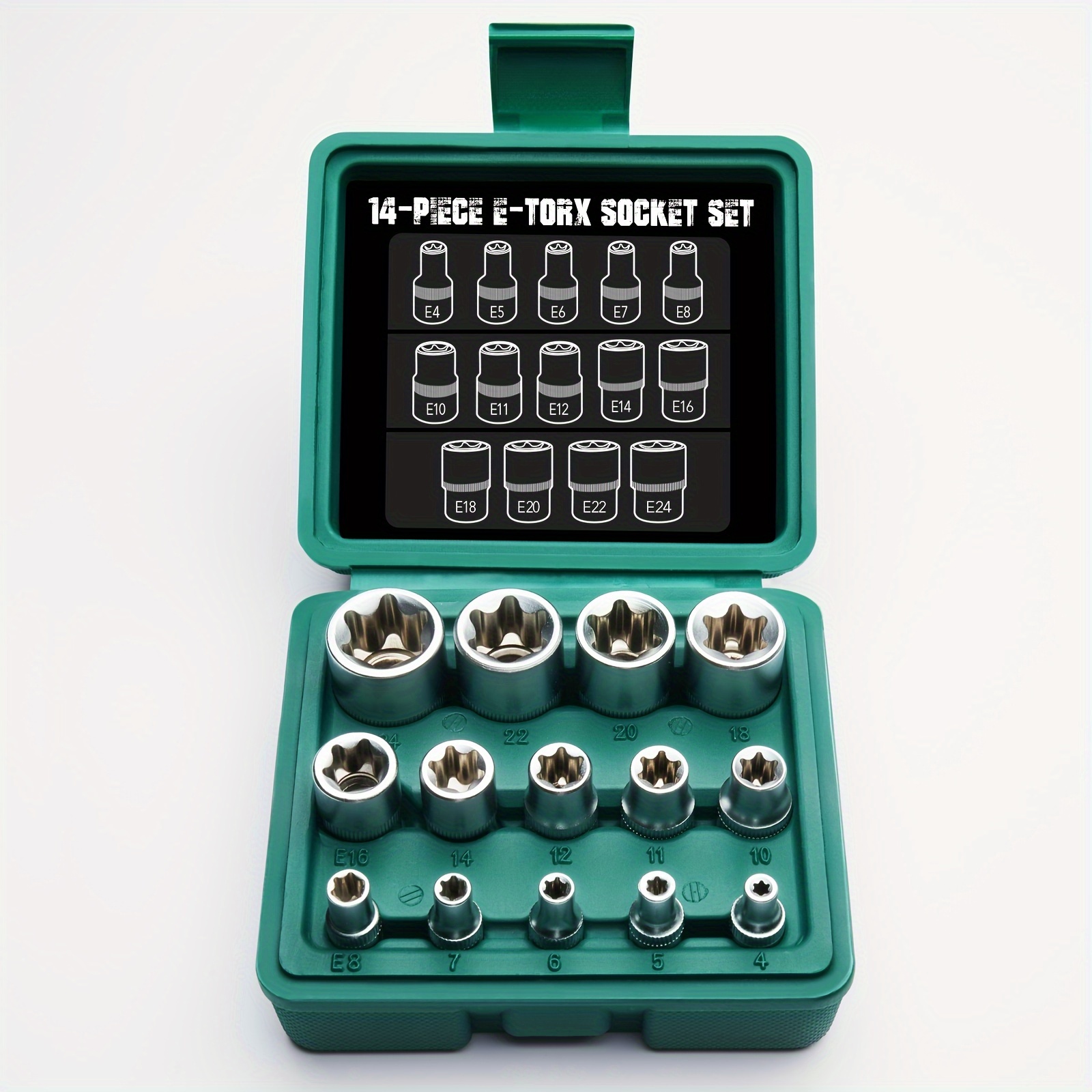 Torx-Steckschlüssel-Set E4 Bis E18 + 4 Torx-Ringschlüssel E6 Bis E24 – Komplett Für Auto & Motorrad