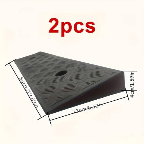 item picture 2pcs heavy duty portable black plastic ramps 50cm x 13cm x 4cm suitable for driveways and safety with textured surface stable structure ideal for cars bicycles equipment and wheelchairs bike ramp
