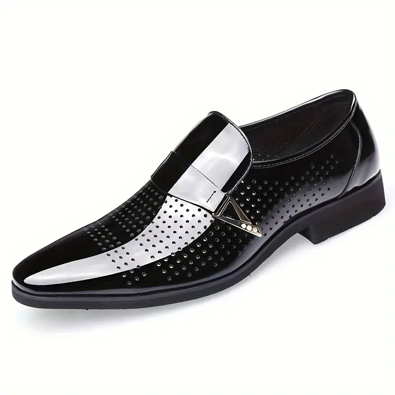 mens faux patent leather formal shoes comfy non slip durable dress shoes for mens outdoor activities mens footwear details 4