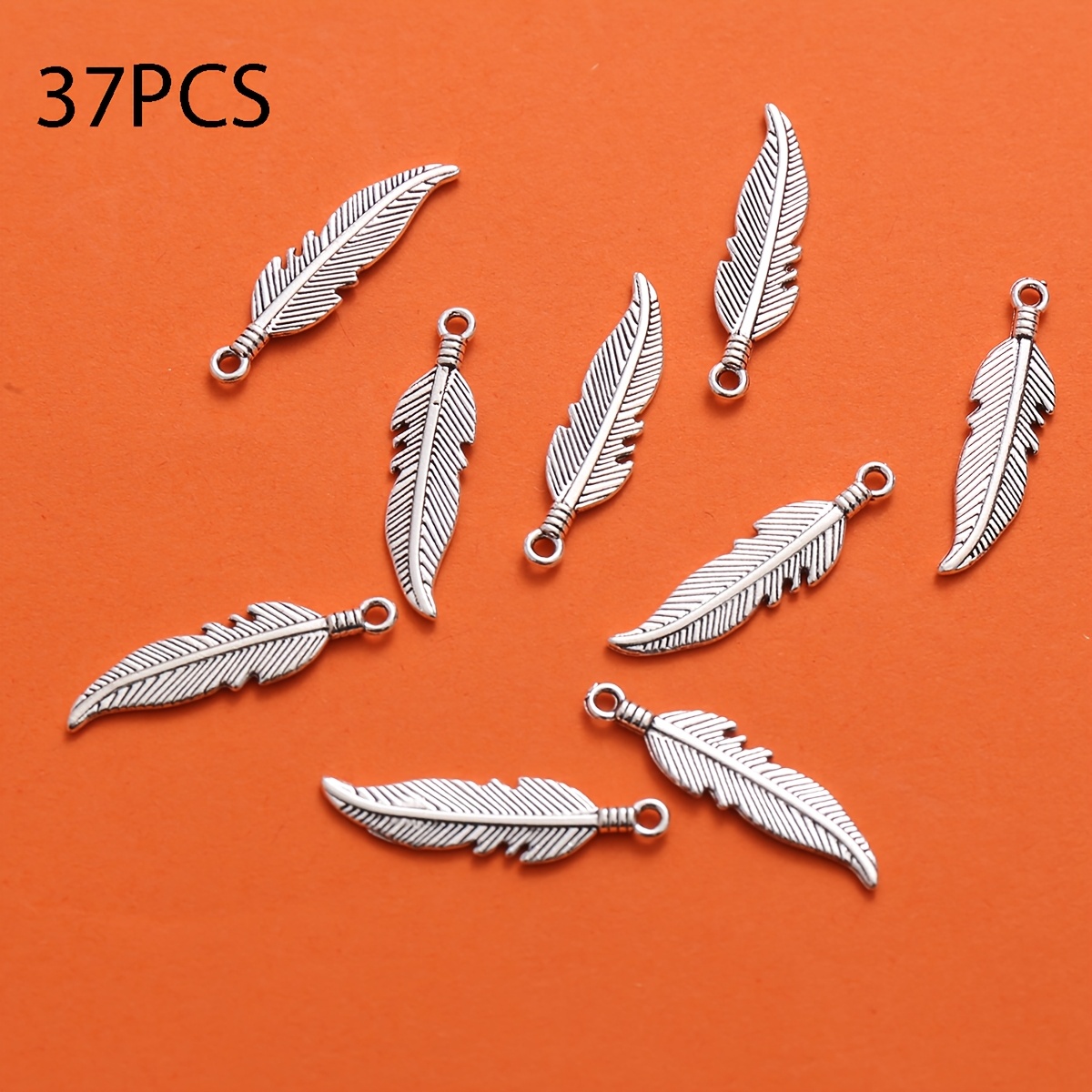 TEMU 37pcs Vintage Feather Pendant Handmade Jewelry Additions Distressed Style Dynamic Creative Pendant Necklace Earring Bead Materials Niche Design