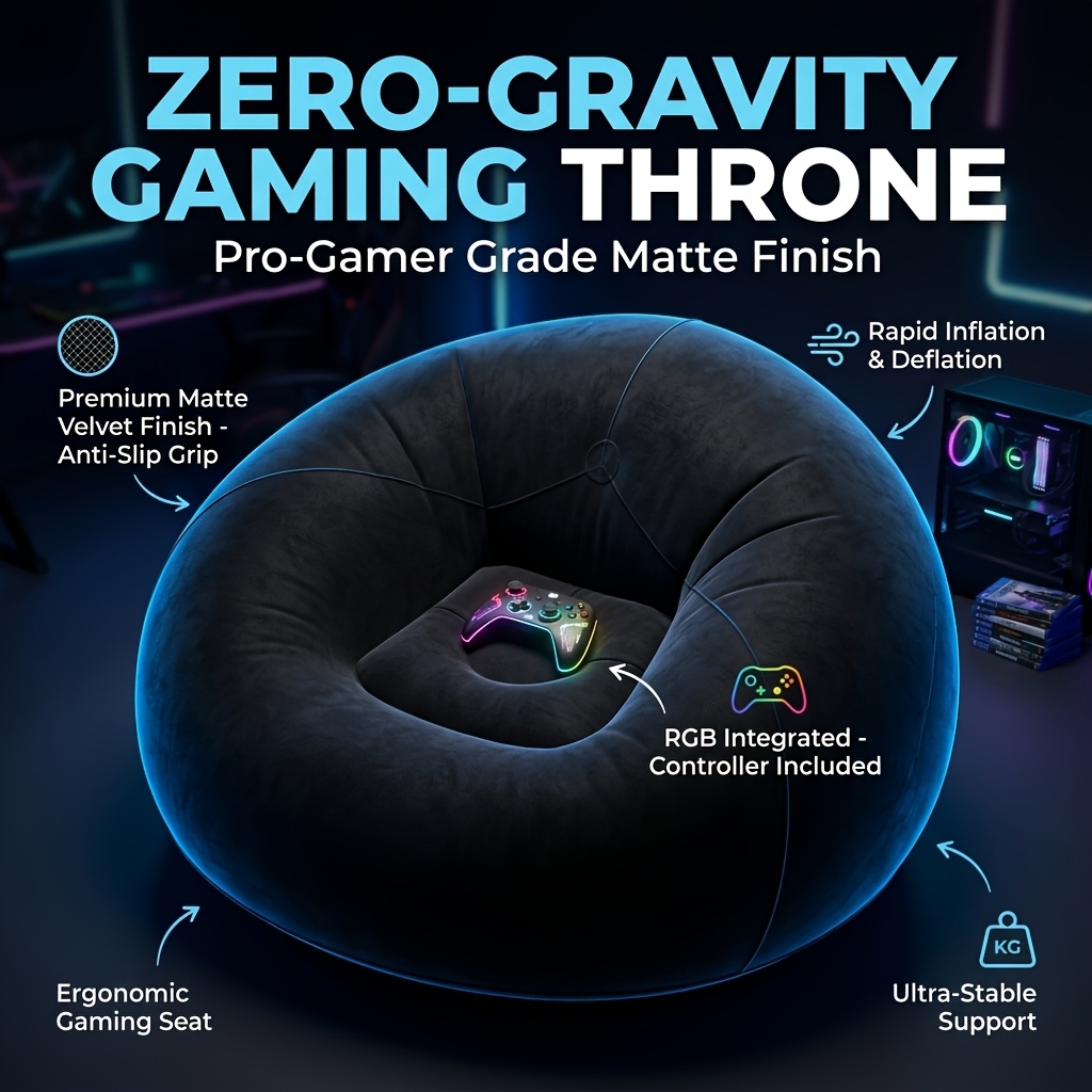 TEMU Canapé Gonflable , Fauteuil Sphérique en Velours au Noir , Chaise Ergonomique , Chaise Longue Ergonomique en Velours au à Haute Charge, Chaise