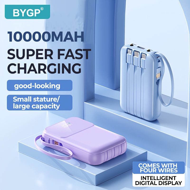 

10000mah Portable Power Bank, Pd20w Fast Charging, Built-in Charging Cable/with Display, Suitable For Iphone/ Mobile Phones Electronic Devices, Outdoor, Emergency Power Storage Battery Pack, Gift