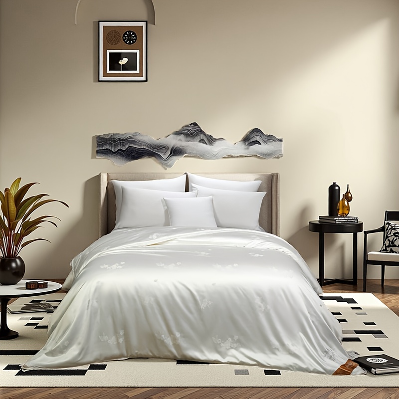 100% maulbeerseide bettdecke - handgefertigte ganzjahresbettwäsche, weicher atmungsaktiver satin jacquard stoff, leichter luxus für moderne schlafzimmer deko, blumenmuster, 300-350gsm, nur handwäsche, bettwäsche zubehör, elegante bettwäsche,  