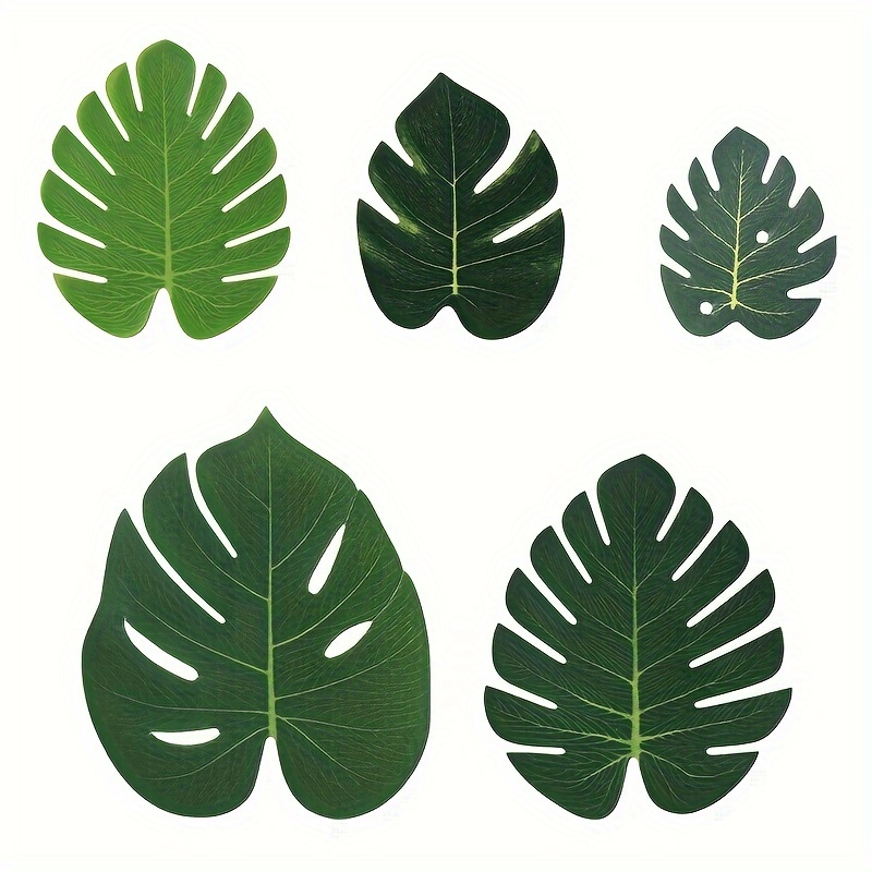 

24-piece Tropical Palm Leaves - Artificial Monstera & Hunting Turtle Leaf Decor For Hawaiian Luau, Jungle Beach Themes, Weddings & Birthdays