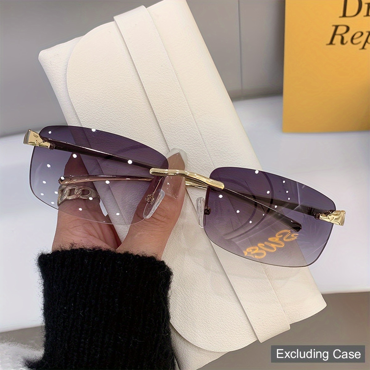 

Rimless Rectangle Fashion Glasses Tinted Frameless Eyewear Vintage Transparent Rectangle Y2k Glasses For Women Men