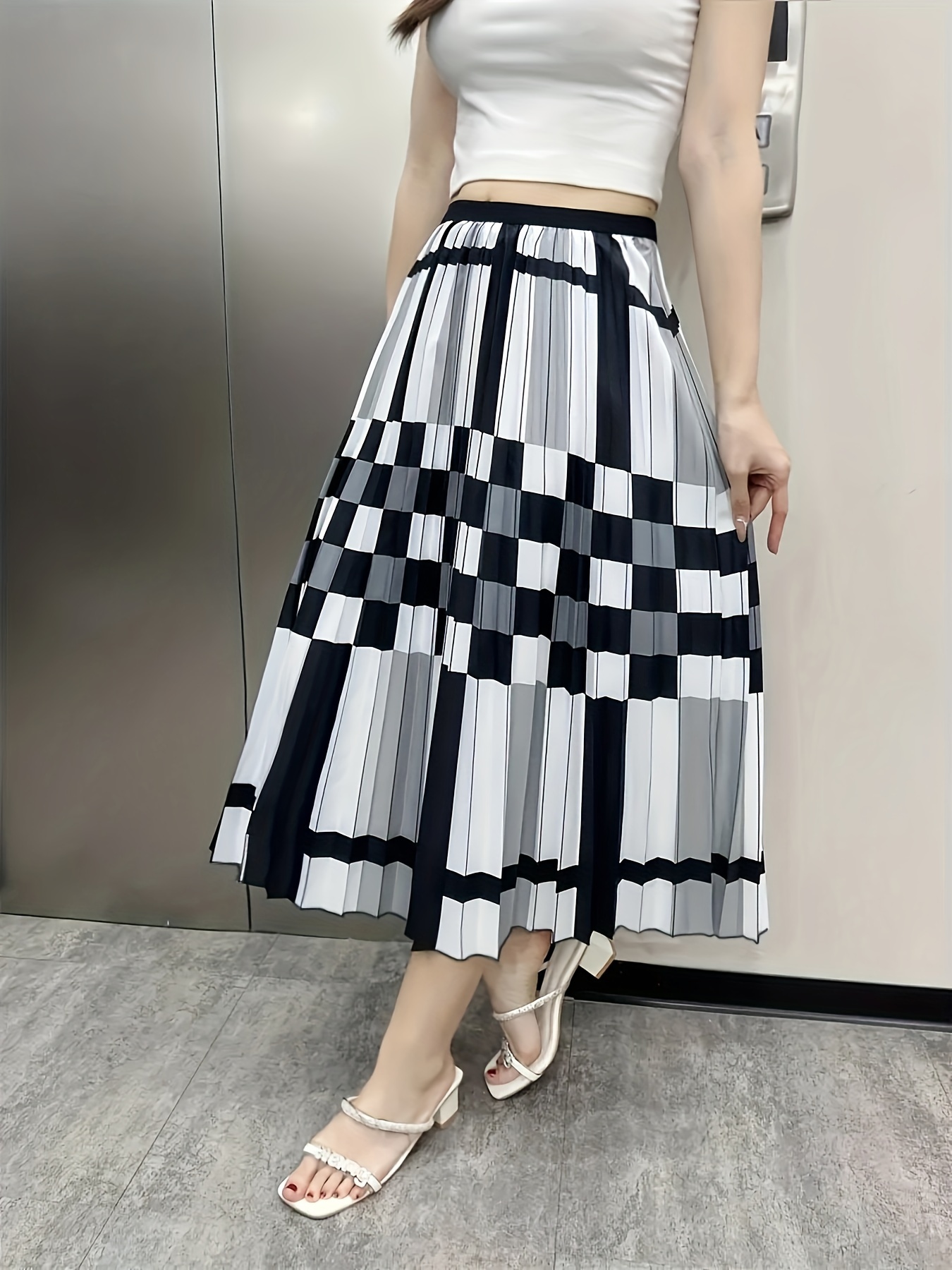 Pleated Skirt Formal Skirts Australia Women's Plus Size Color Block
