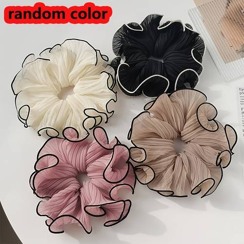4pcs pleated lace large hair ring head high elastic does not hurt hair hair ring match hair additions ladies hair additions random color