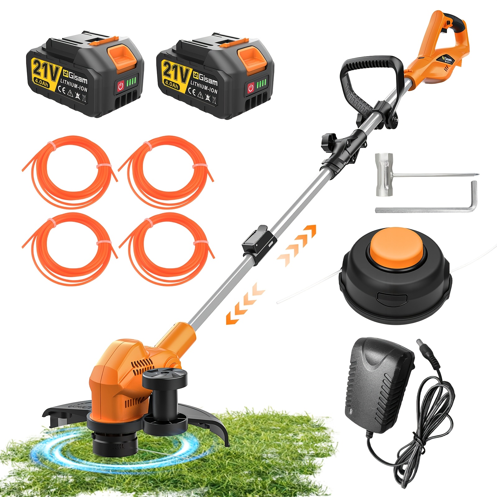 Image of Lawn Edger And Cordless Lawn Mower 2 In 1 Combo, Includes 2 X 4000mah Batteries, Charger, 12 Inch Battery Powered String Trimmer And Lawnmower, Adjustable Length, For Garden/yard/farm