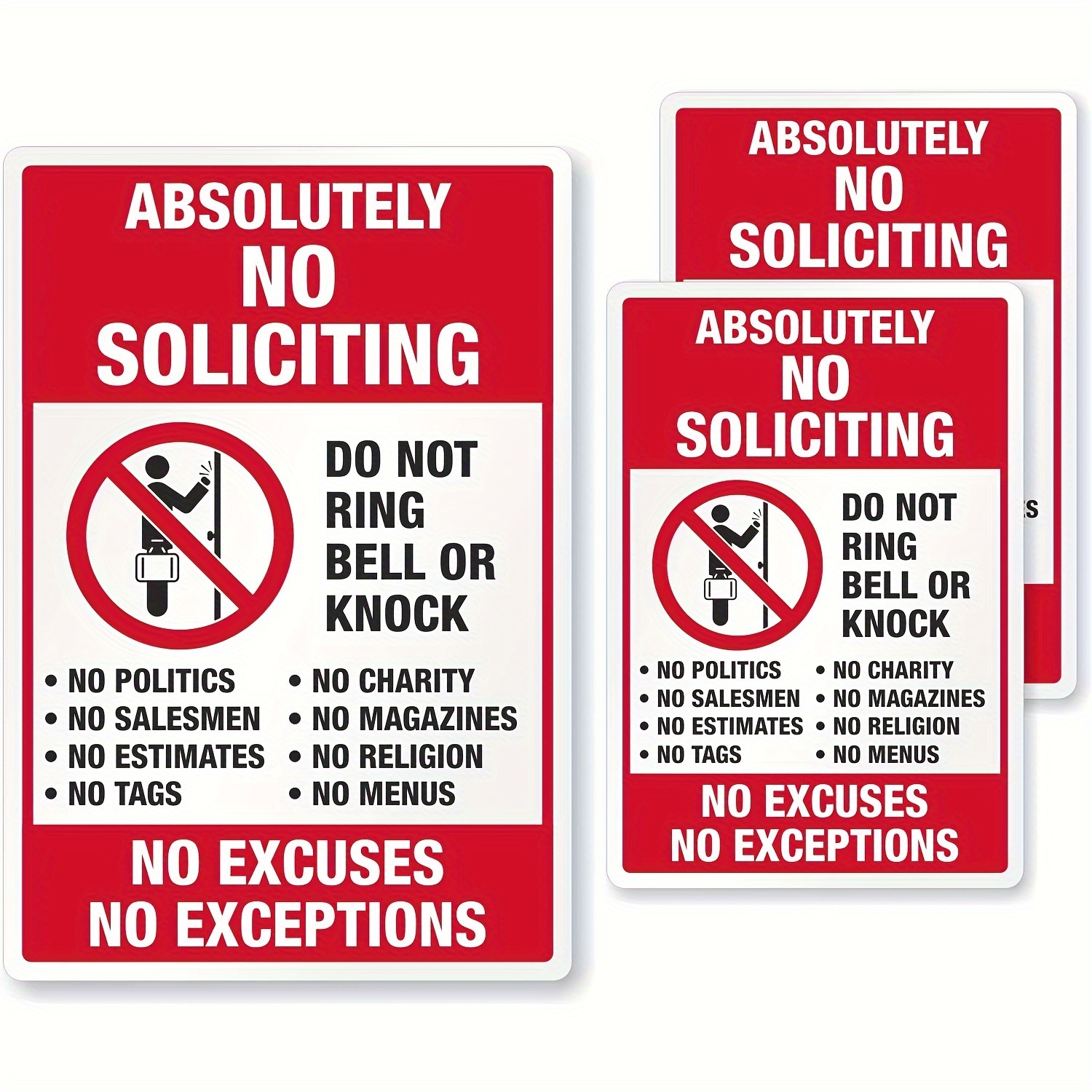 

3pcs, No Soliciting Stickers, Do Not Press Or Knock The Door Labels; Home, Office, School, Hospital Supplies