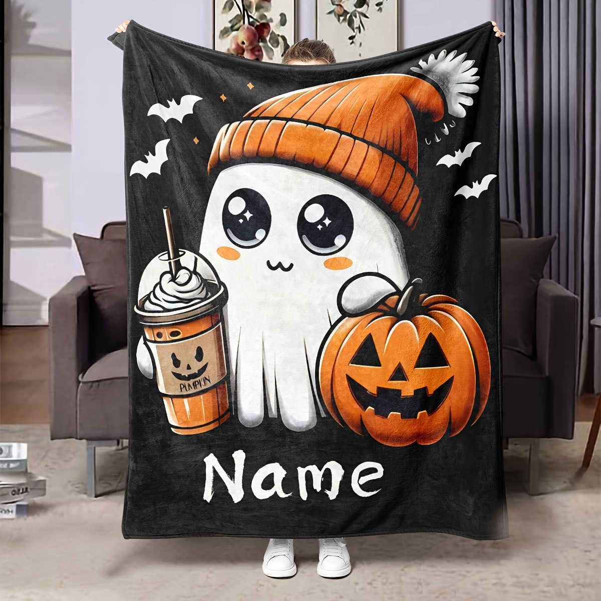 

Customizable Fleece Throw Blanket With Personalized Name - Soft Plush Home Decor For Sofa, Office, Camping - Contemporary Style Machine Washable Digital Print Hypoallergenic Polyester