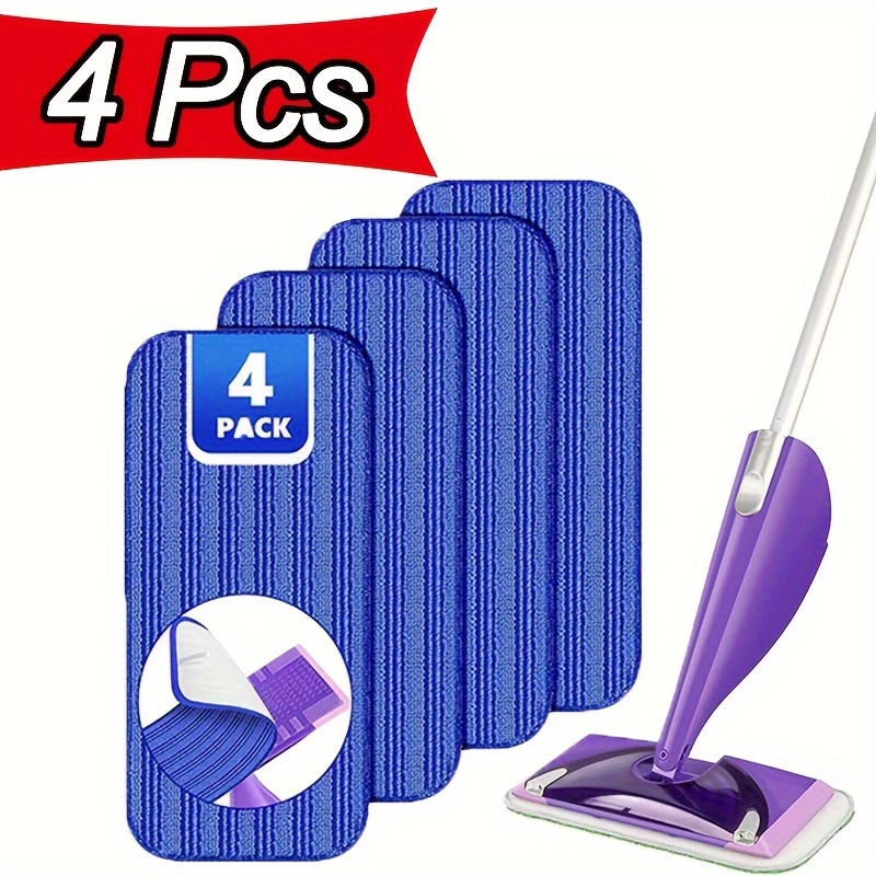 

4pcs Reusable Microfiber Mop Pads Compatible With Wet Jet - Washable, Floor Cleaning Cloths, Easy Attachment, Floor Cleaning Supplies|mop Head | Mop Refills, Mops For Floor Cleaning