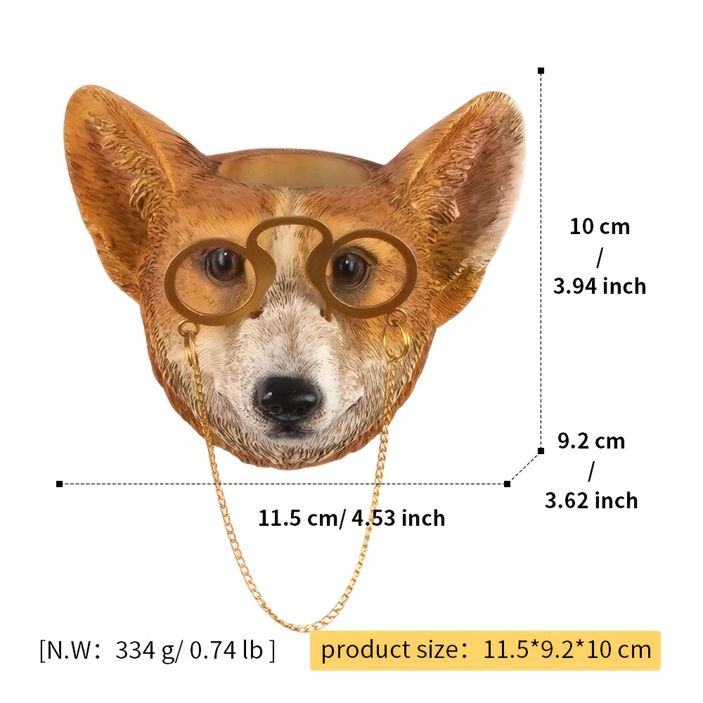 TEMU 3d Corgi Wall Planter With Glasses Chain - Resin Vertical Hanging Pot Suitable For, Cactus & Small Plants, Cute Dog Wall Decor For Living Room,