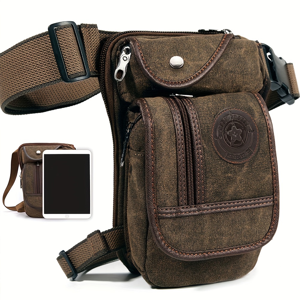 

Random Badge Pattern - 1pc Men' Waist Bag, Outdoor Sports Leg Bag, Phone Bag, Retro Horse Riding Men's Chest Bag