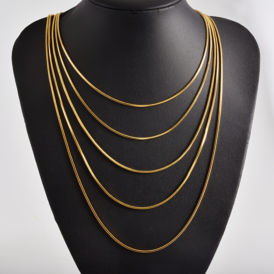 5pcs Multi-Length Lobster Clasp Square Snake Chain Necklace Set