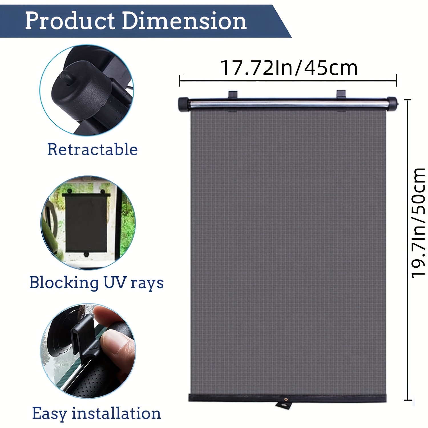 TEMU Car Window Shades, 1 Pack Window Shade For Men In Cars, Retractable Car Window Shade For Men, Side Window Sun Shade Block And