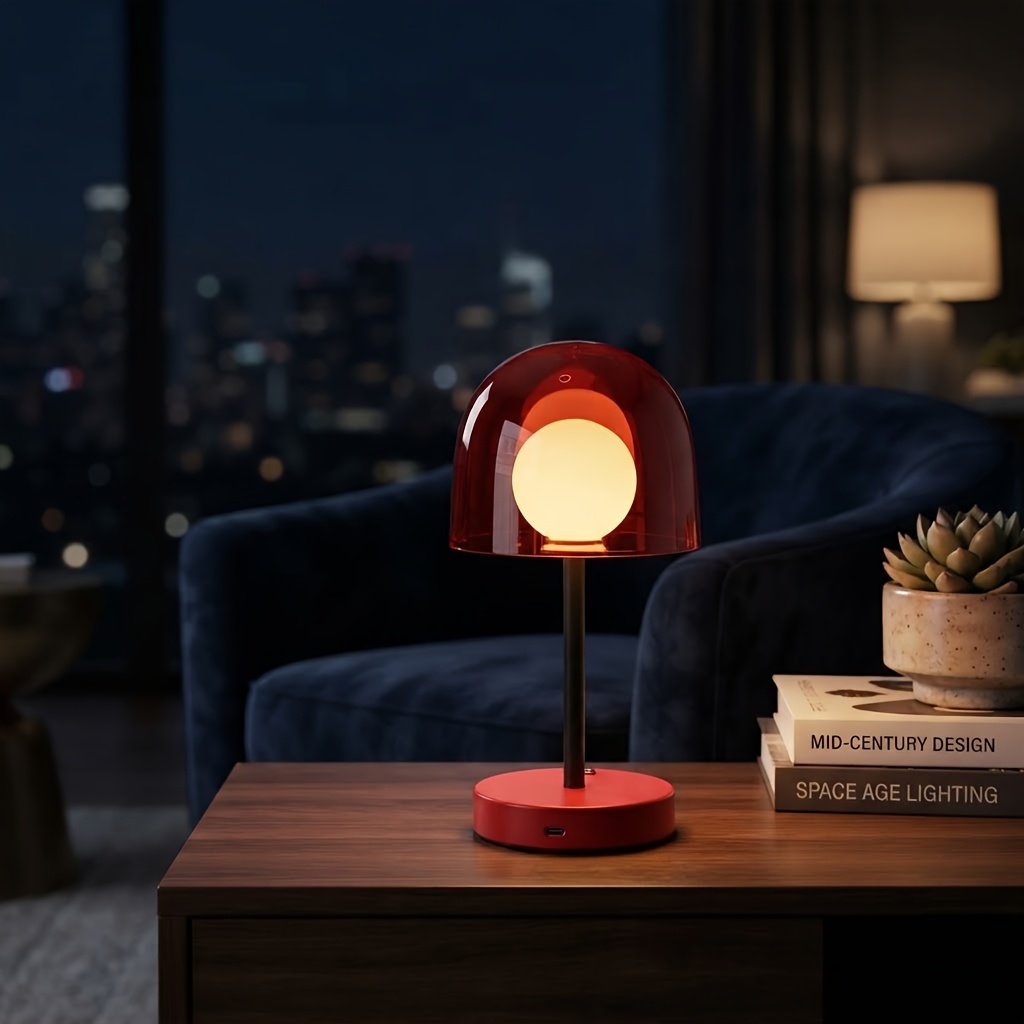TEMU Indoor Reading Mushroom Decorative Lamp, Rechargeable Battery-powered Touch-activated Dimming Led Reading Light, Multifunctional Portable Night