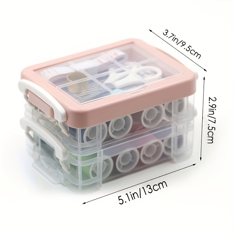 TEMU 30pcs Sewing Kit Set For Home Use, Portable Large Three-layer Handmade Sewing Storage Box, Portable Three-layer Sewing Bag With Transparent