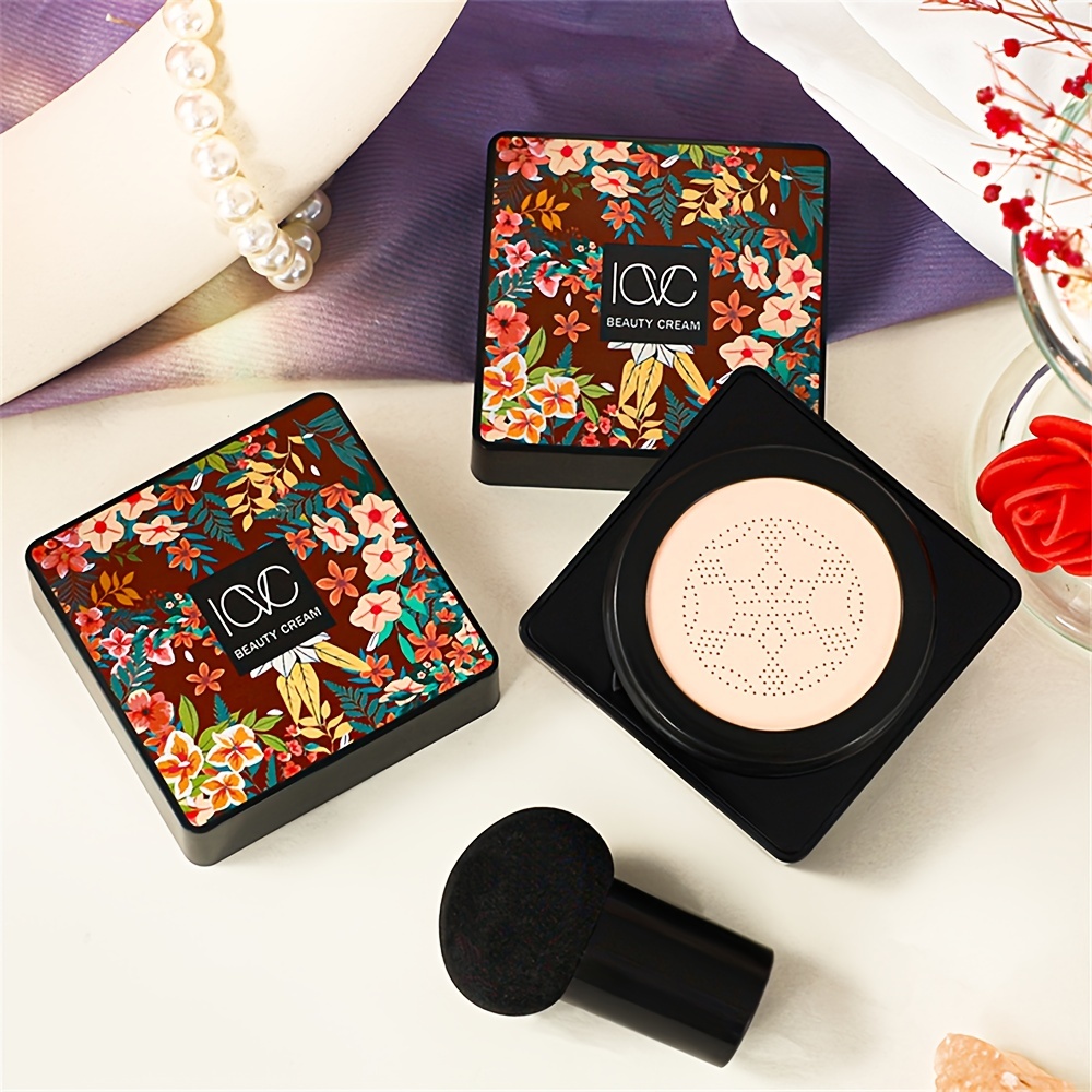 

Flower Series Air Cushion Bb Cream Foundation, Full Coverage With Mushroom Head Puff, Bright And Flawless Makeup Look, Skin Tone Evening - 1pc