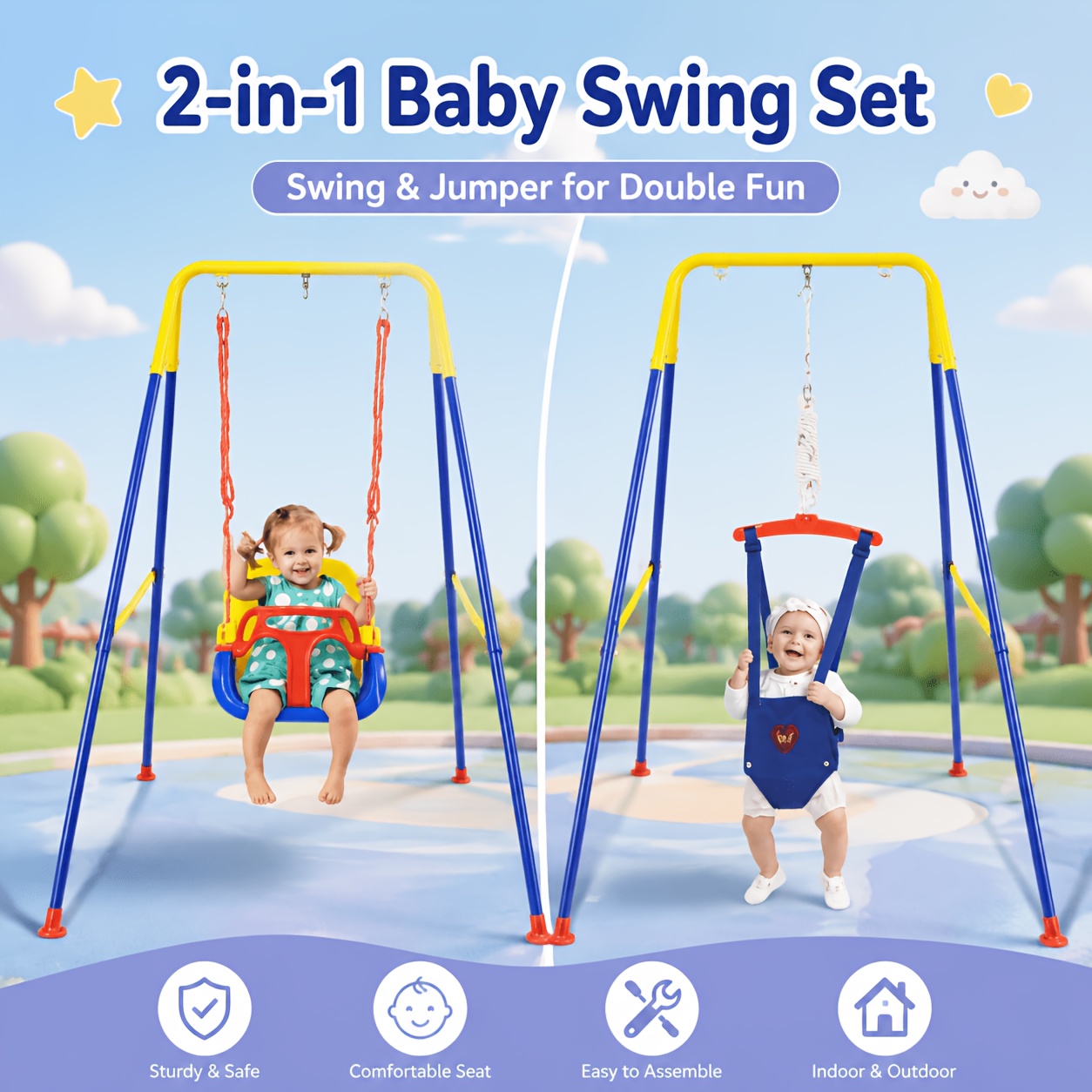 Child playing on the swing