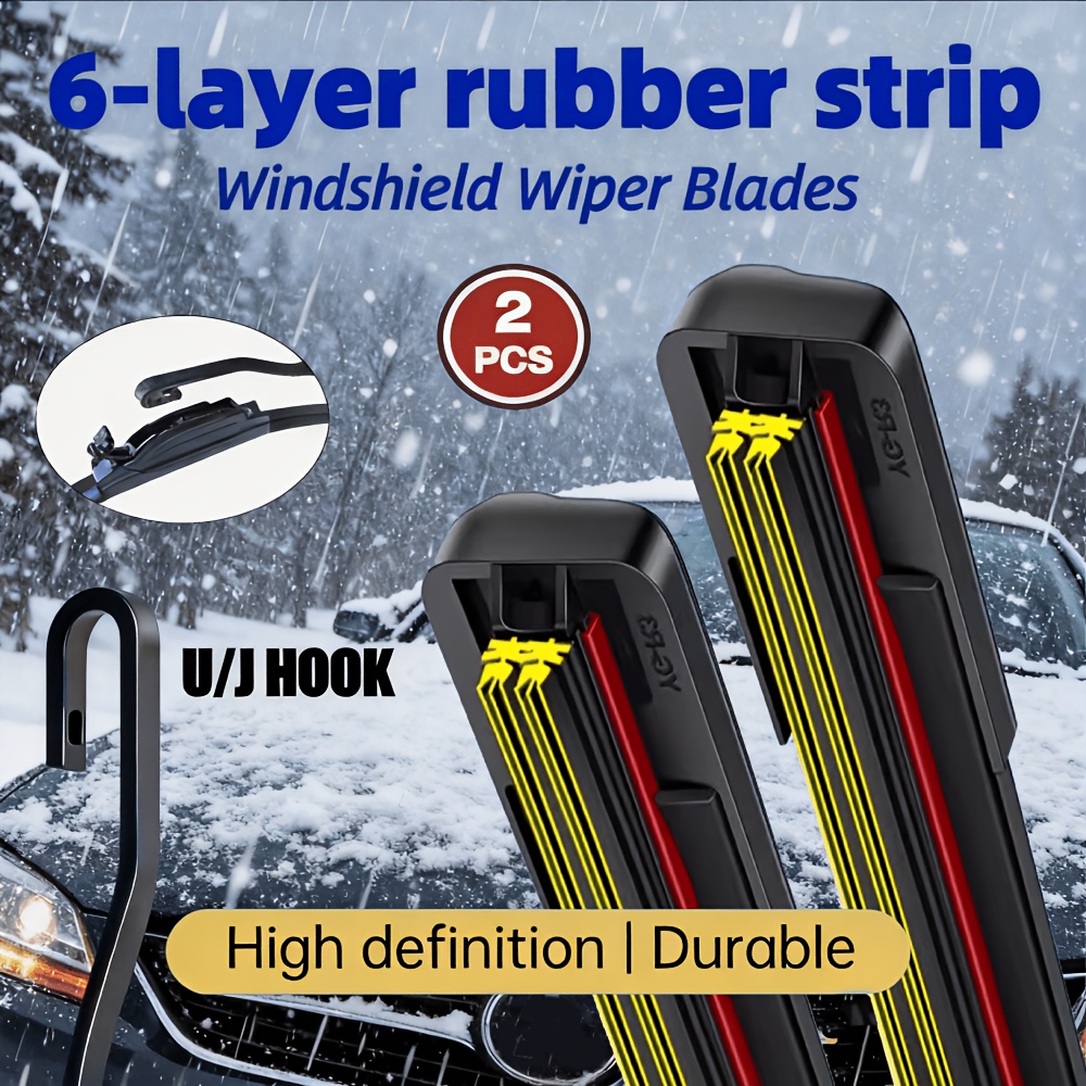 Image of Car Front Windshield Wiper Blade 6-layer Rubber Strip Wiper Blade Fit / Type, Silicone Boneless Wiper Blades, Lhd & Rhd Automotive Replacement Windshield Wiper Blades