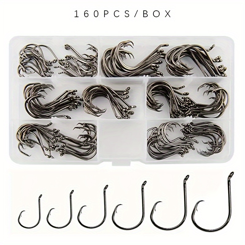 160pcs Stainless Steel Circle Hook Set, 2x Strong Offset Octopus Hooks For - Corrosion-resistant, Piercing