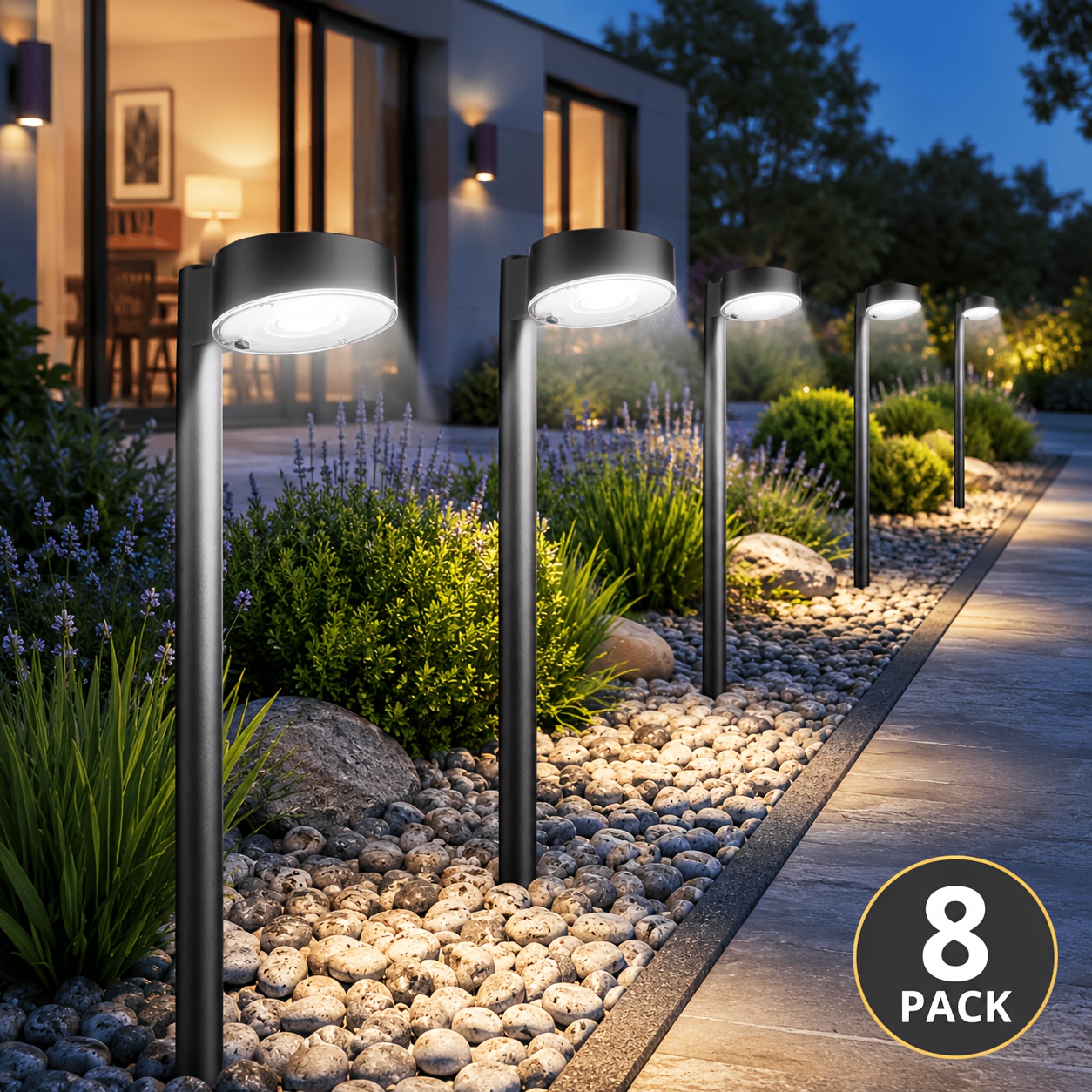 TEMU 8er-Set Superhelle Solarleuchten für den Garten im Freien mit 12 LEDs und automatischer Ein-/Ausschaltung, bis zu 12 Stunden Solar-Wegeleuchten