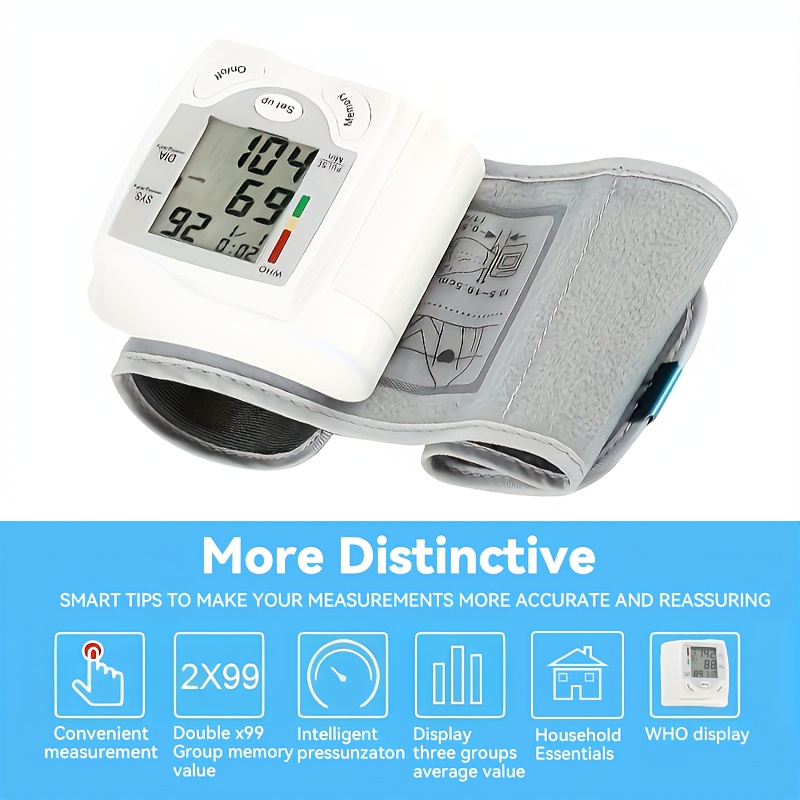 automatic wrist   with large lcd screen adjustable cuff   detection irregular heartbeat alert battery powered batteries not included safe for adults 36v or lower presidents day and start of   Product details 1
