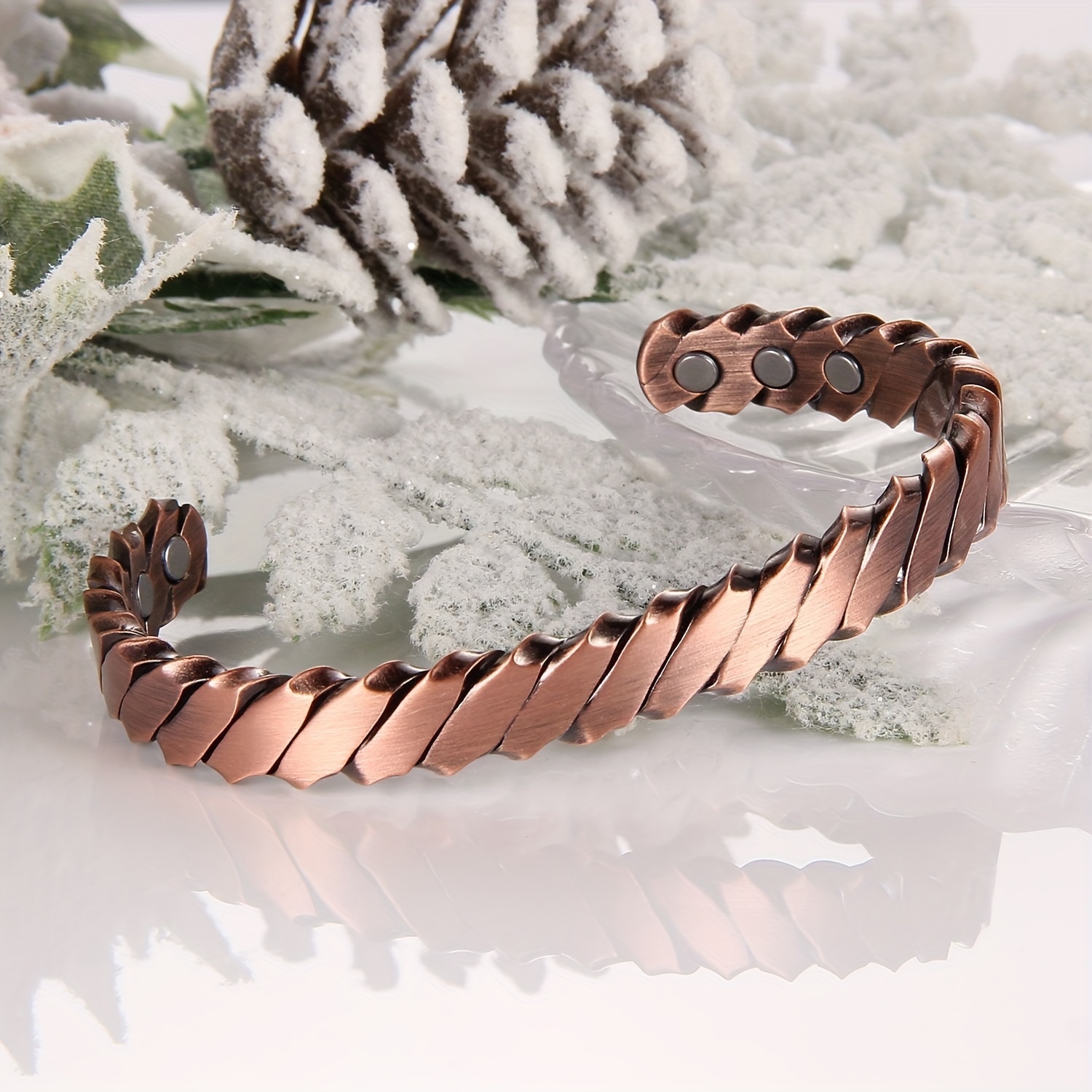 

1pc Copper Bracelet For Men And Women, Magnetic Bracelet With Magnets, Adjustable Cuff Bangle Valentine's Day Jewelry Gift