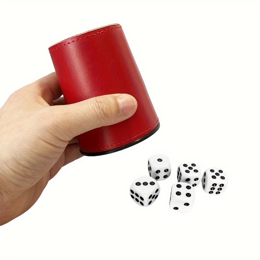 

1pc Silent Faux Leather Flannel Liner Dice Cup With Liner, Bar Game Dice Storage Cup, ( With 5 Dices)