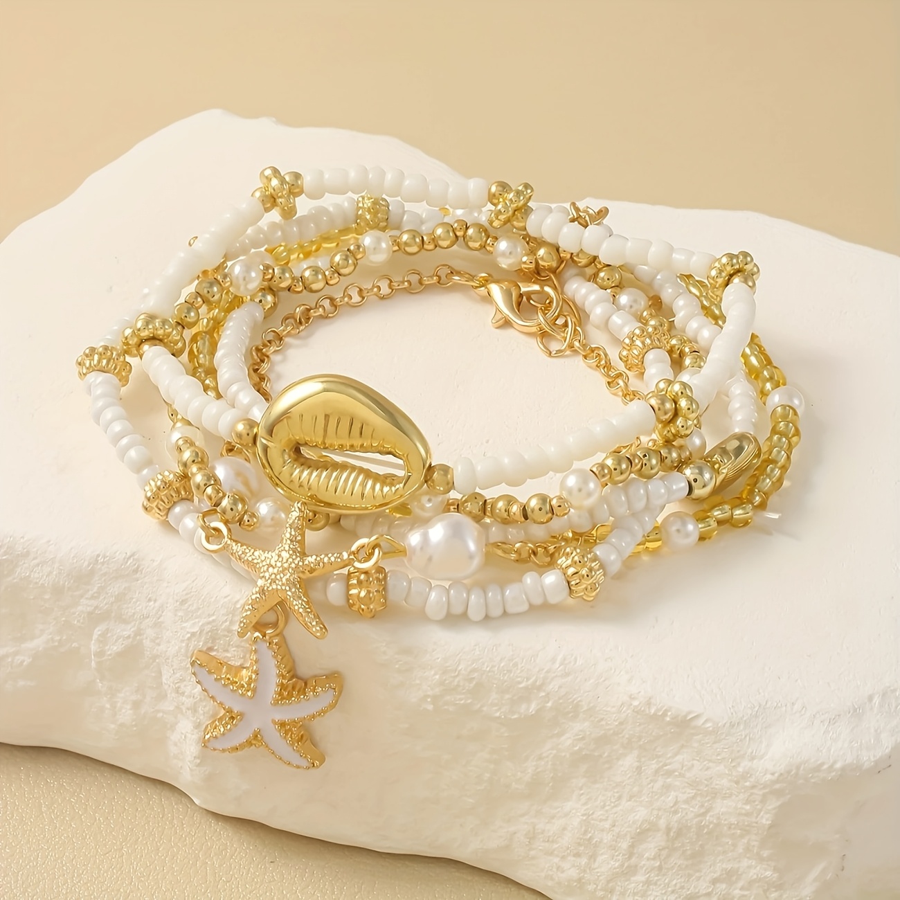6pcs Retro Beach Style Starfish Bracelet Set