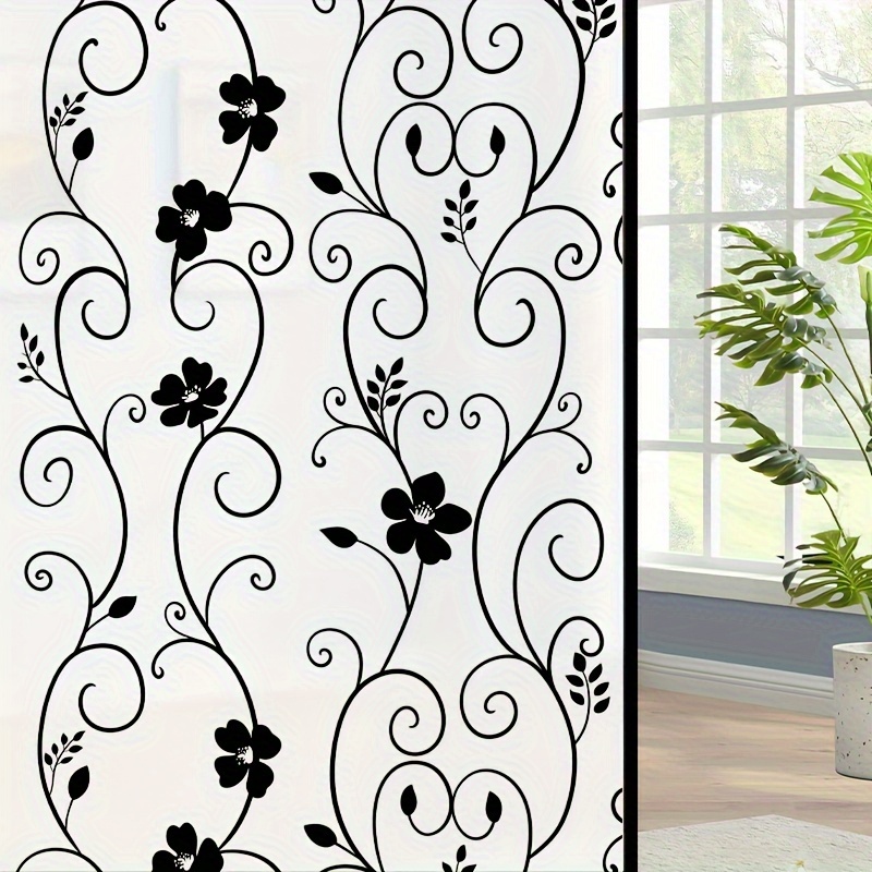 Window Glass Self-adhesive Decorative Window Film Kitchen Sliding Door Toilet Bathroom Door Privacy Floral Film Shop Glass Door Renovation Film