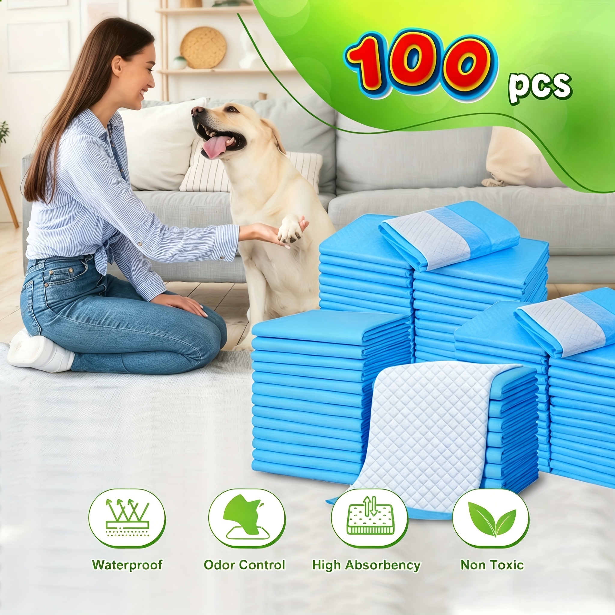 TEMU 100pcs 30" X 36" Xxxxl Super Absorbent Dog Pee Pads - Leak-proof, , Disposable Pet Pads For Training And Accidents - Perfect For Dogs, Puppies,