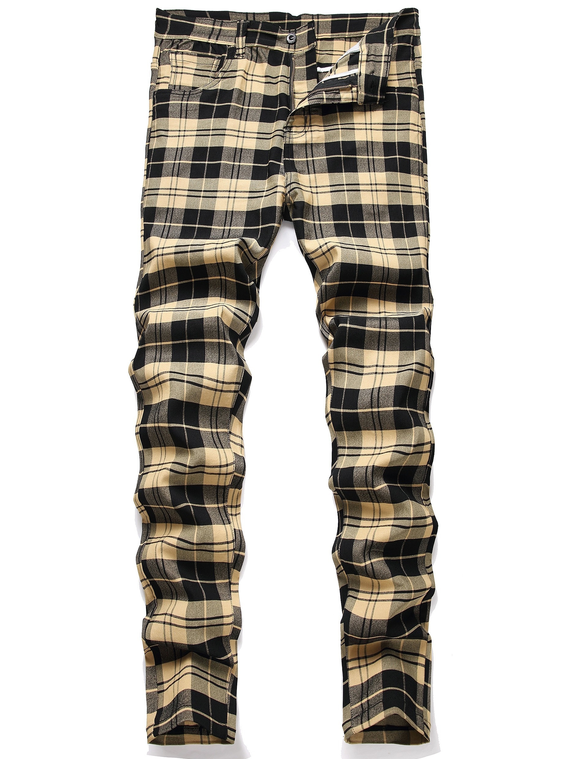 Pantalón Chino Pantalon Cuadros Elastico Pantalón Chino De Cuadros