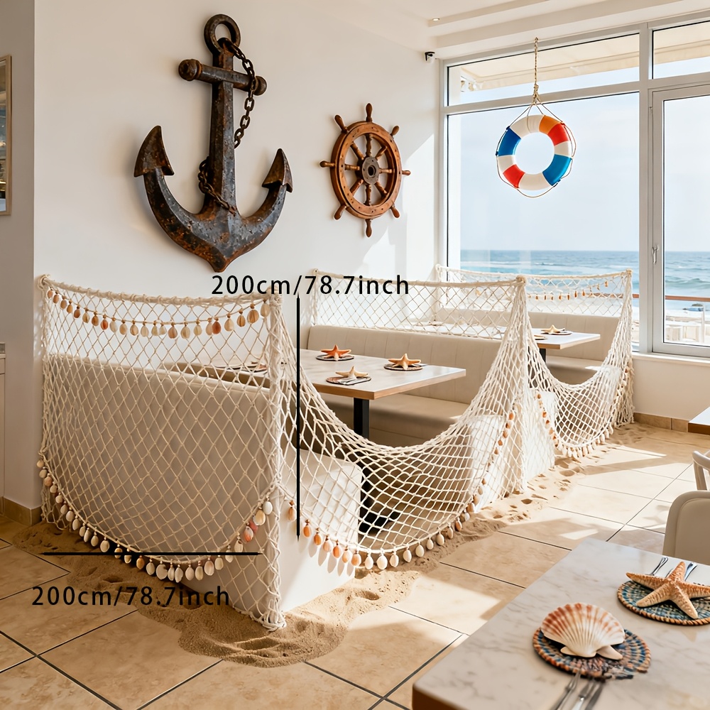 Image of 1pc Decorative Fish Net, Nautical Decor For Party, Mediterranean Style Photographing Accessory, Fishnet Decor For Wall/table/ Room Decor, Halloween Decor, Beach Restaurant Decoration Christmas
