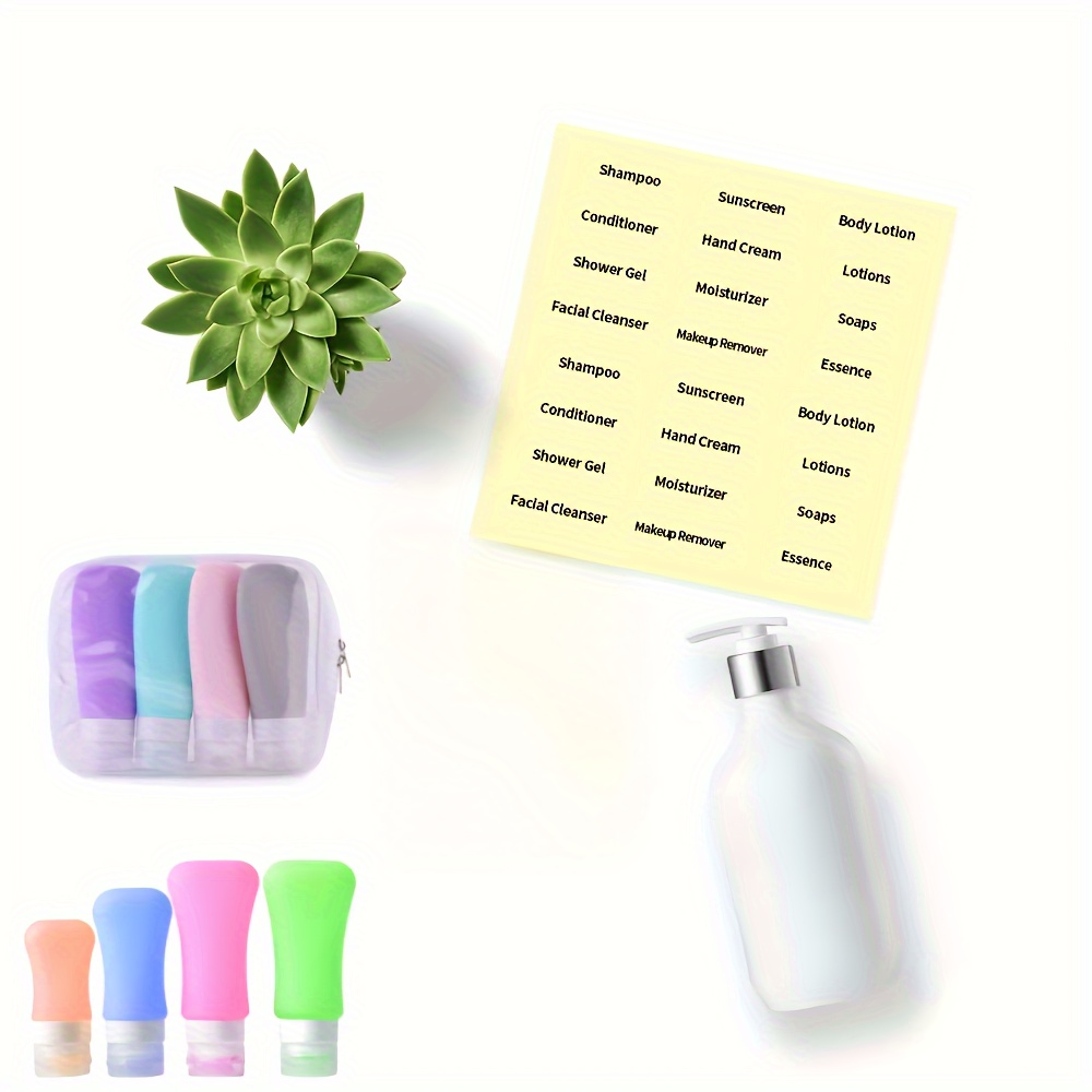 Reiseflaschen Set – 4 Stück, Je 100 Ml, Transparent, Mit Trichter & Etiketten, Nachfüllbar