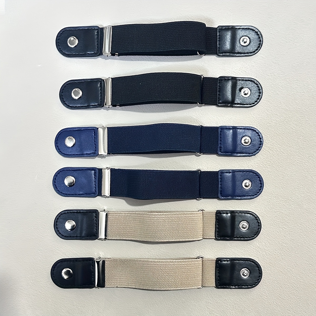 Image of 3 Pairs Different Colors Lazy Belts Invisible Belts Unisex Elastic No-buckle Adjustable Belts Fashionable All-match Fabric Belts Suitable For Daily And Wear Belt Additions