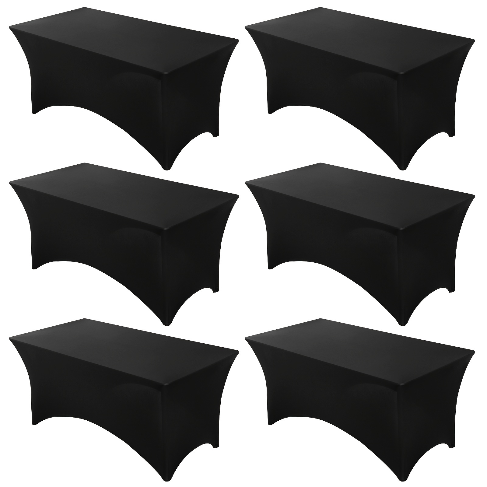 TEMU Whonline 6 Pcs Black Table Cover, 6ft Spandex Party Table Cloth, Rectangular Tablecloth, Resistant Stretch, For Event, Wedding, Banquet, Party, 72** Inches, Halloween And Christmas