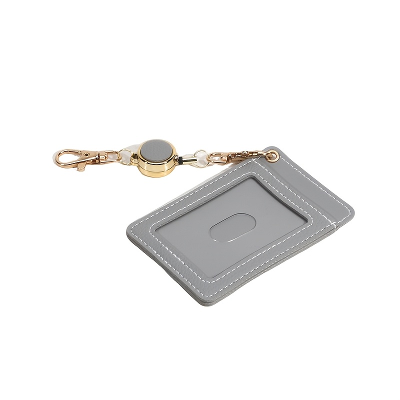 TEMU 2d Ultra-thin Double-sided Id Card Holder With Retractable Reel, 2 Card Slots, Vertical Badge Case, Work Id Card Holder, For Commuting, Office