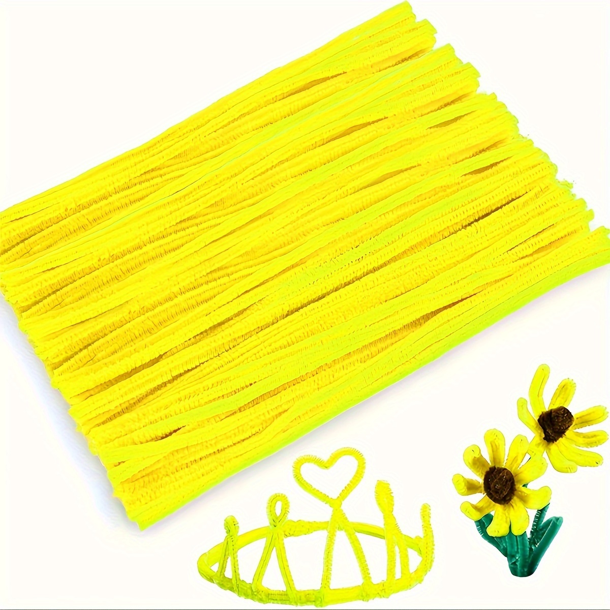 

200pcs Yellow Pipe Cleaners Set For Crafts, Upgrade Furry Chenille Stems Stick, Diy Arts Crafts Project, Creative Home Decoration Supplies, Fuzzy Sticks, Bendy Sticks, Plush Sticks Rods