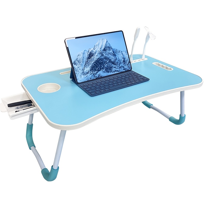 

Folding Desk, Computer Desk, Bed Desk, Upgrade Oversized, Multi-functional Bed Computer Desk, With Usb, Fan, Lights, For Office, Entertainment, Study, Used In Bed, Floor, Sofa,