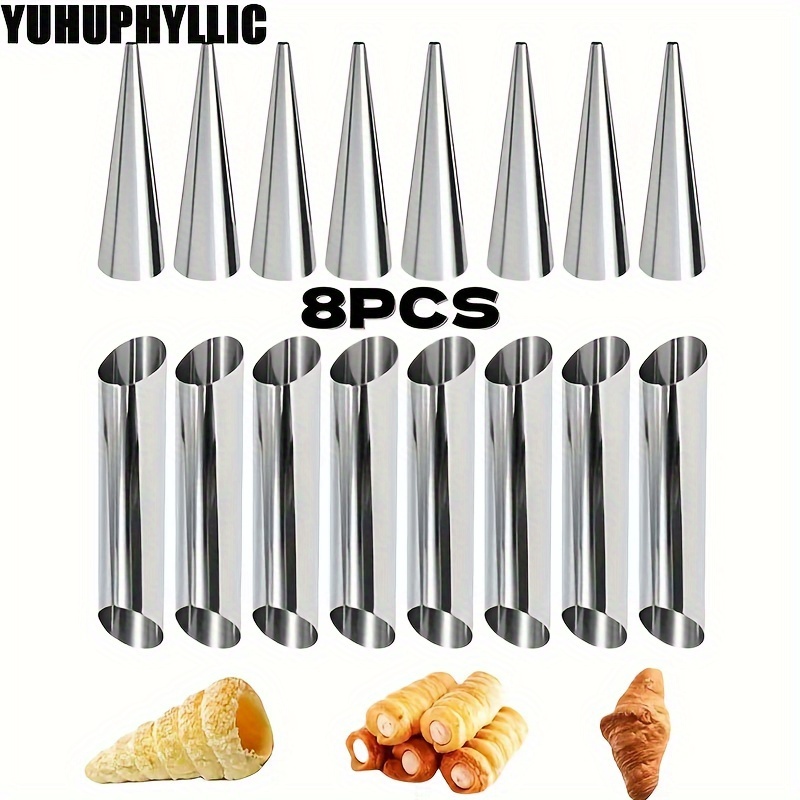 

Yuhuphyllic 8pcs Mold, Stainless Steel Tube Mold, Tube Croissant For Kitchen, Party, Baked , Stainless Steel Danish Large Screw Croissant Packaging Tool Baking Cake Mold