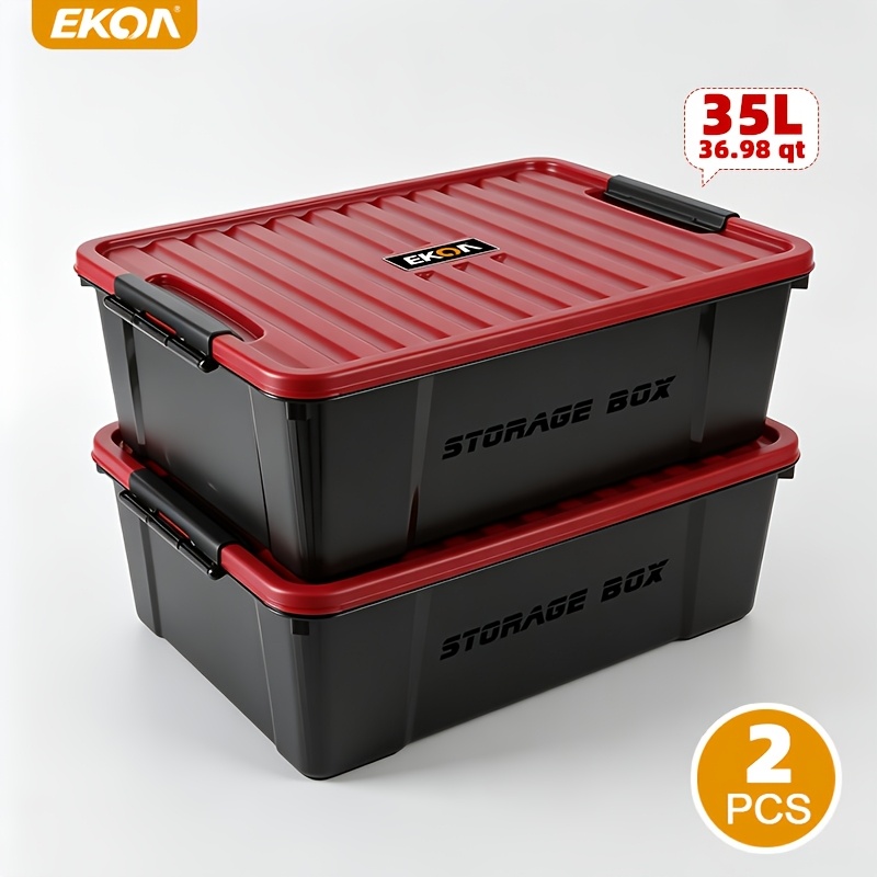 EKOA 35L Storage Boxes with Lids, Durable Plastic Organisers
