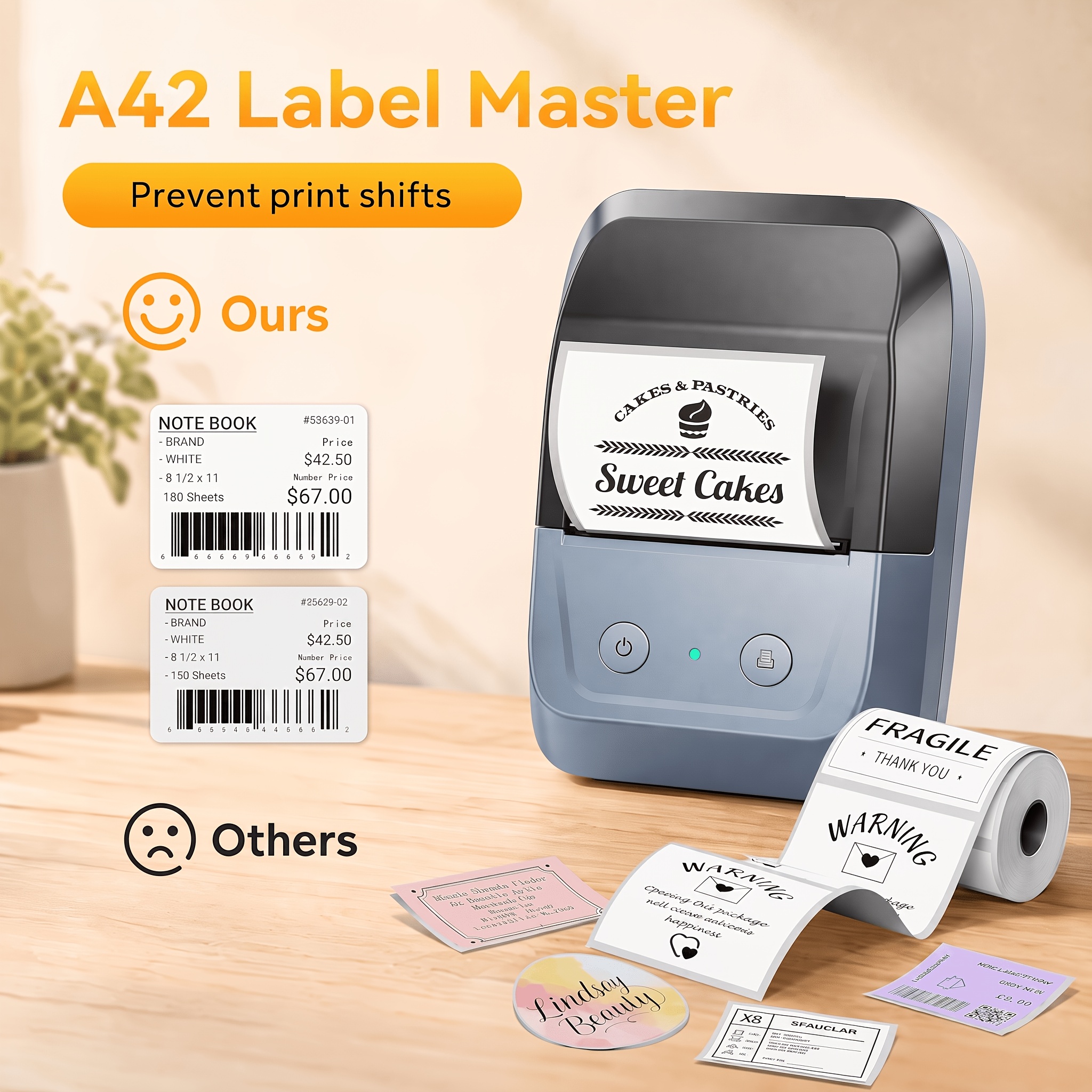 Phomemo Label Printer, Portable Wireless Label Maker, Suitable For Small Businesses, Home, School, Brand Logo, Bakeries, Retail, Black And Blue, With 1 Roll Of Supplies As A Gift