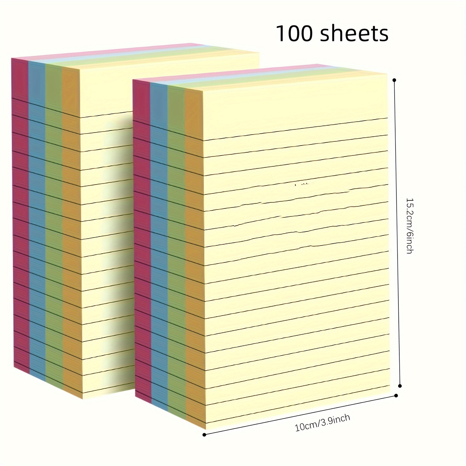 100pcs/200pcs Vibrant Horizontal Line Sticky Note Set - Colorful Notebooks for Students and Office Organization, Reusable School Supplies, Aesthetic Stationery Gift, Essential for Back to School