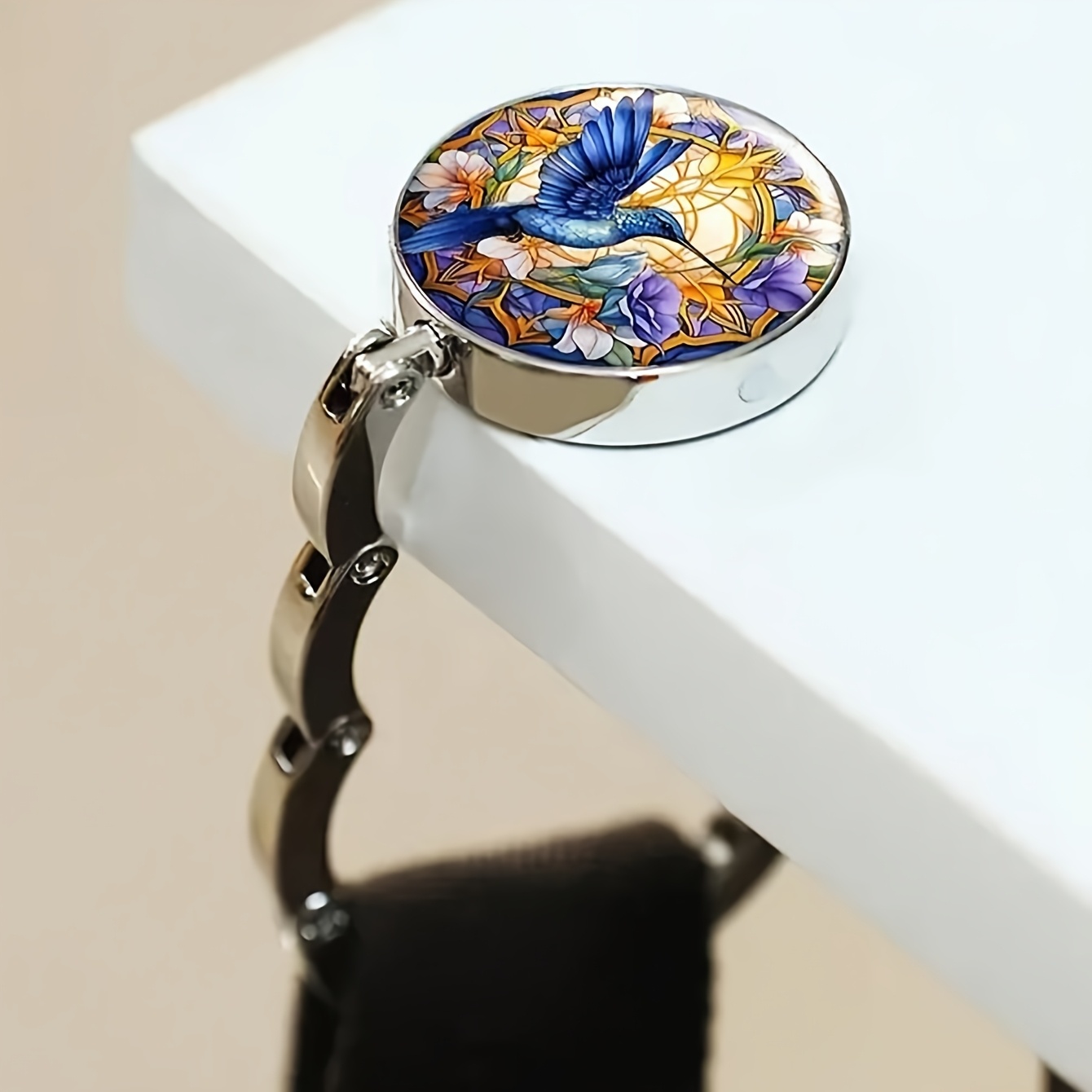 TEMU 2D Flat - 1pc 2D Motivo Tai Chi Gancio da Appendere Borsa Stampata Squisita Appendiabiti Pieghevole per Tavoli Scrivania per Appendere Borse,