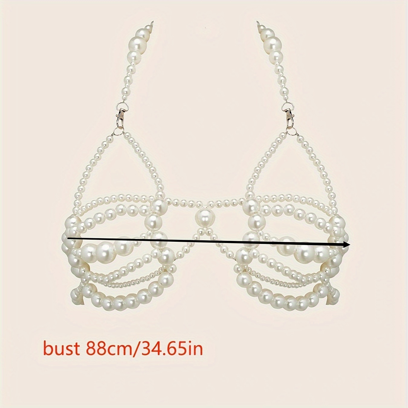 Elegant Faux Pearl Strap Hollow Out Tops, Sexy Lingerie & Erotic Accessories